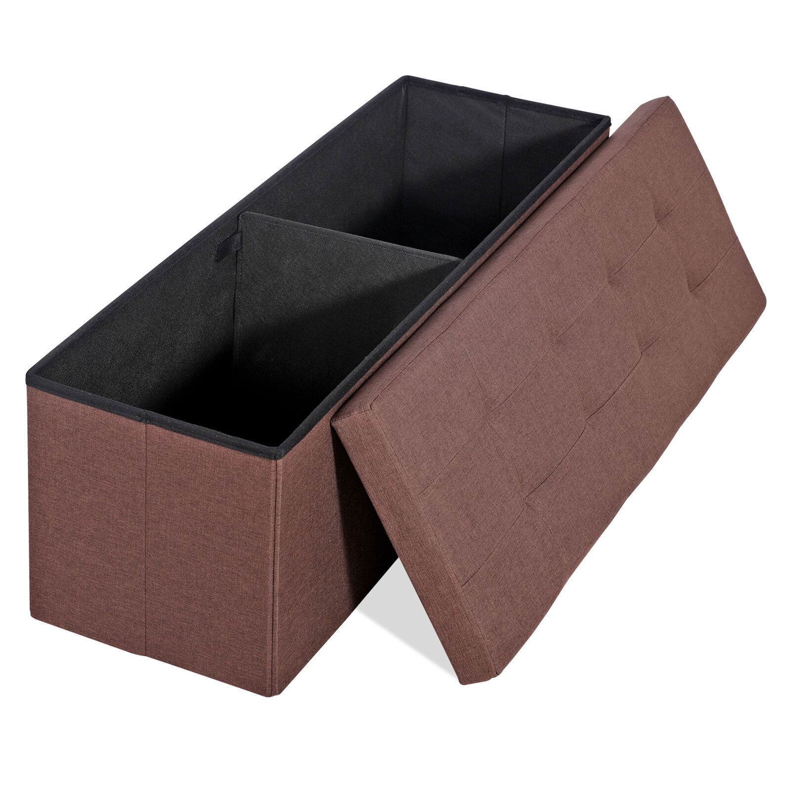 43" Folding Storage Ottoman Bench Storage Chest Soft Footrest Stool Spacious