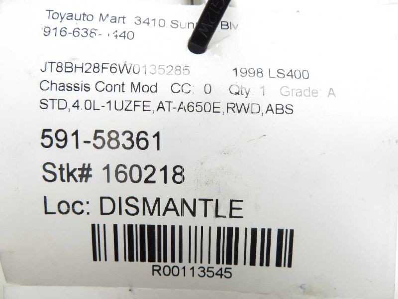 98-99 LEXUS LS400 ABS COMPUTER CONTROL MODULE ECM ASSEMBLY