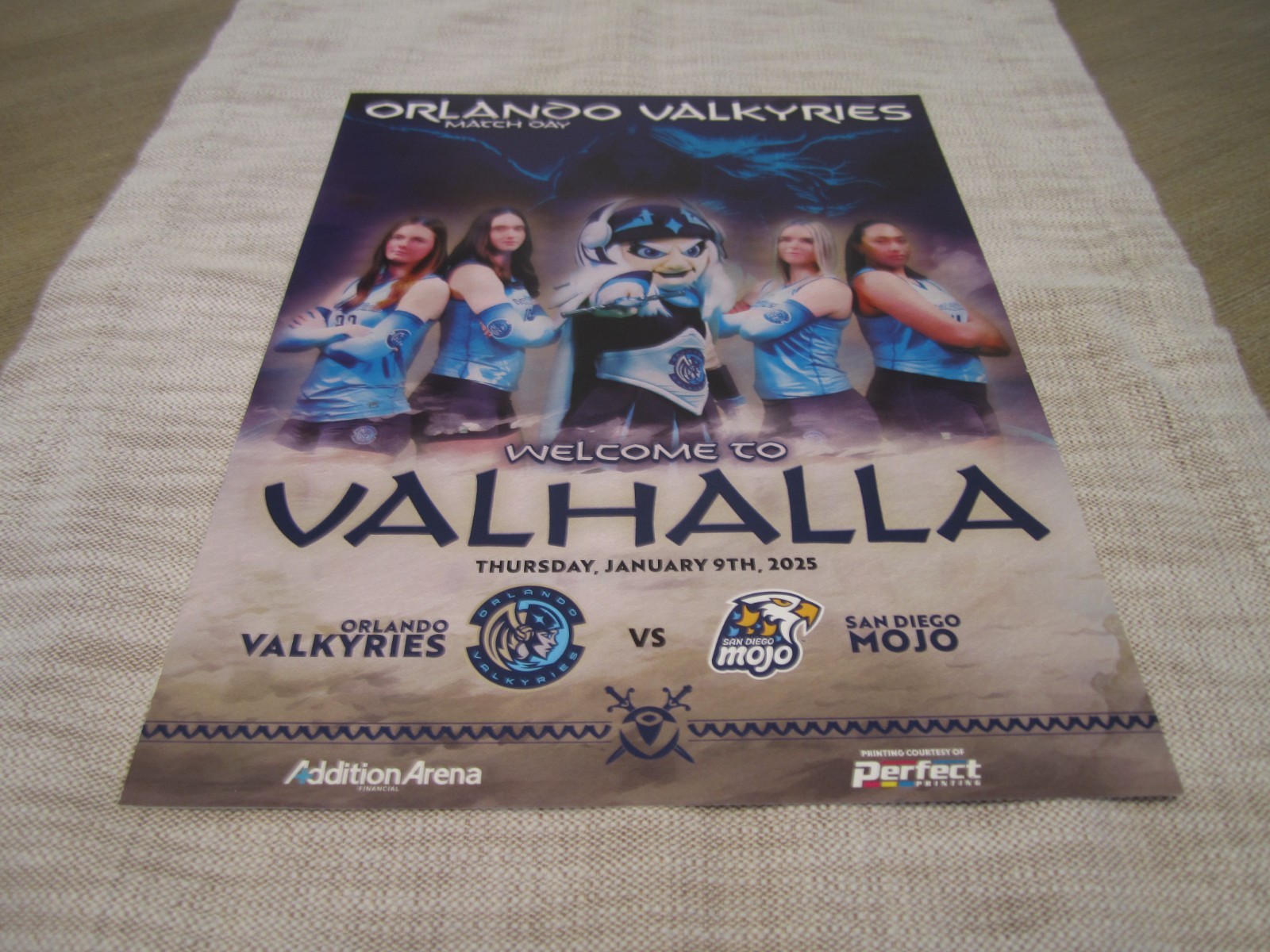 Orlando Valkyries Match Day vs San Diego Mojo Jan 9, 2025 Program Pro Volleyball