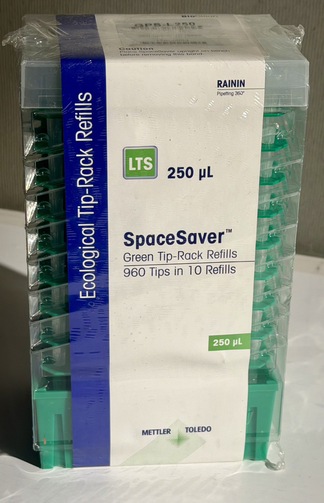 METTLER TOLEDO GPS L250 17005093 250µL 960 LTS Tips 10 REFILLS GREEN TIP RACKS
