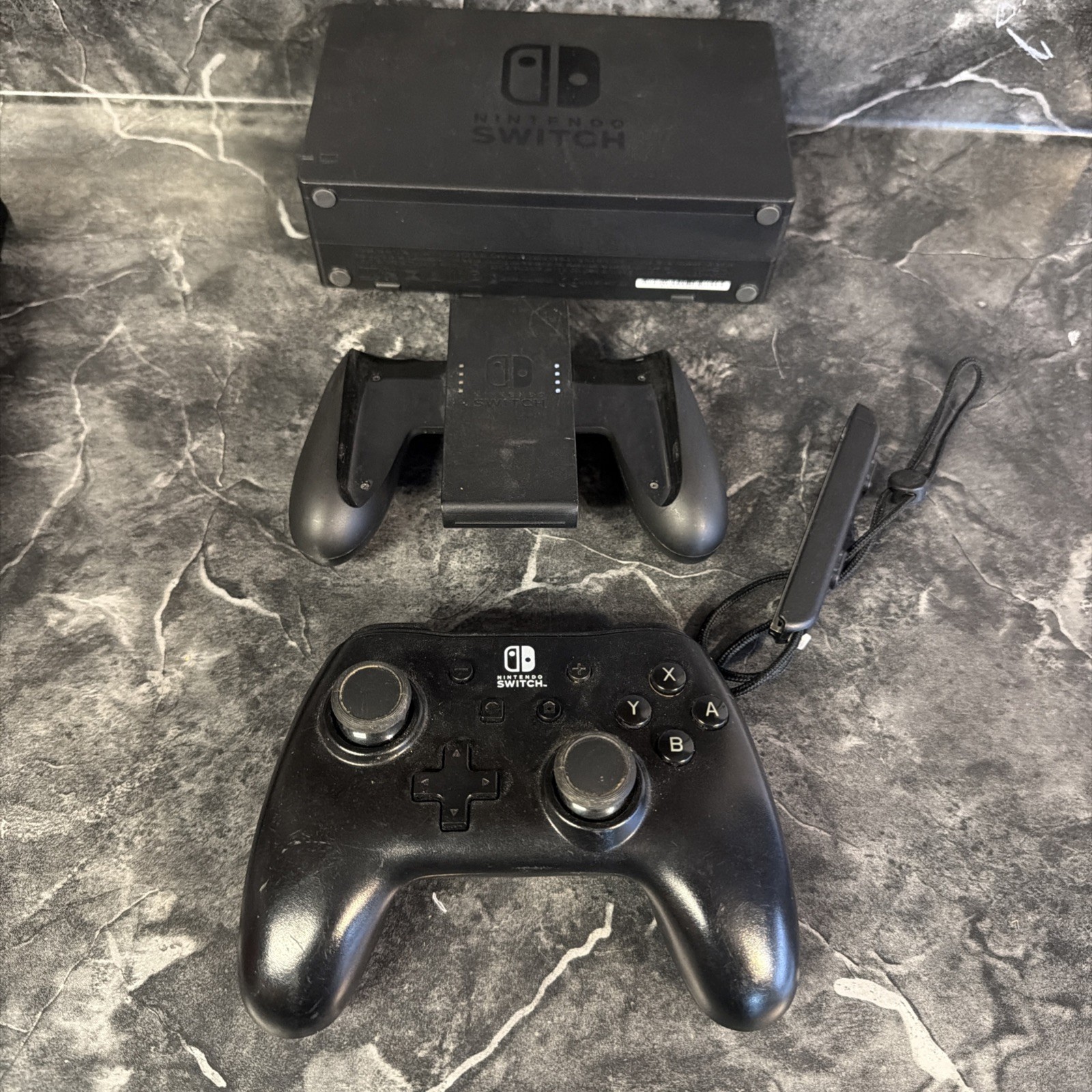 Nintendo Switch Accessory Bundle OEM Dock PowerA Controller Grip Strap UNTESTED
