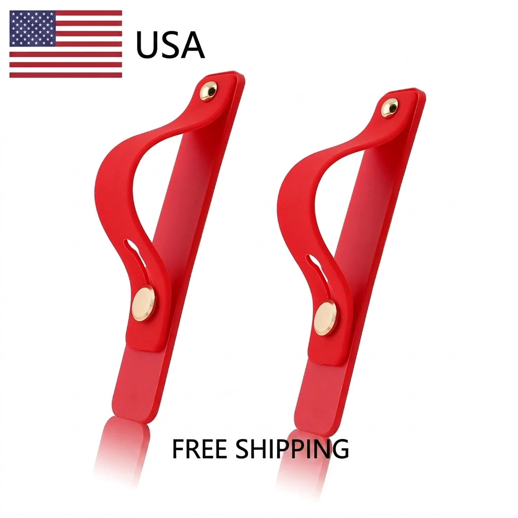Phone Grip 2 Pieces Black Universal Sticky Finger Strap Holder for Smartphone...