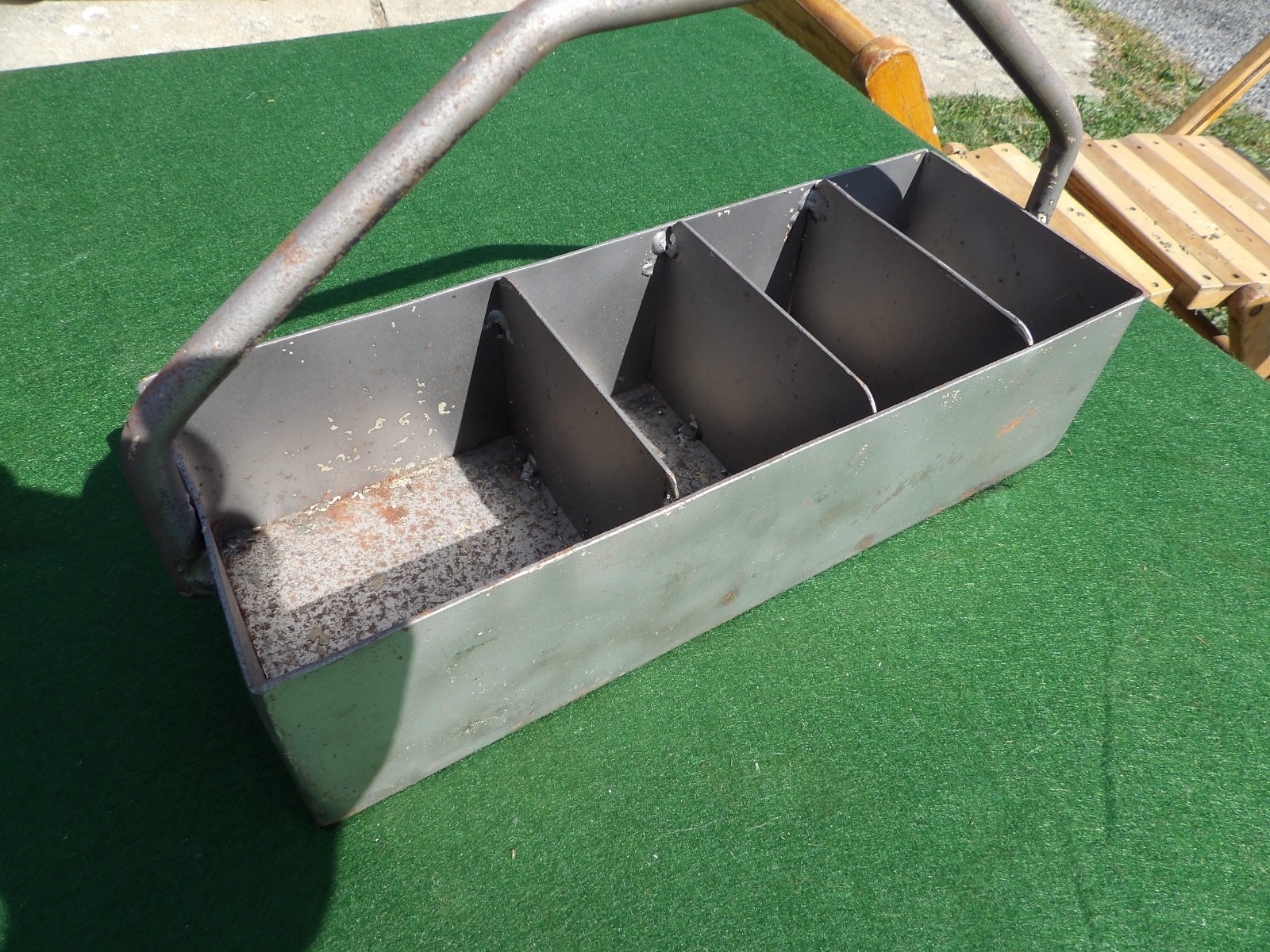 Small 11" Long Divided Steel Tool Tote / Tray