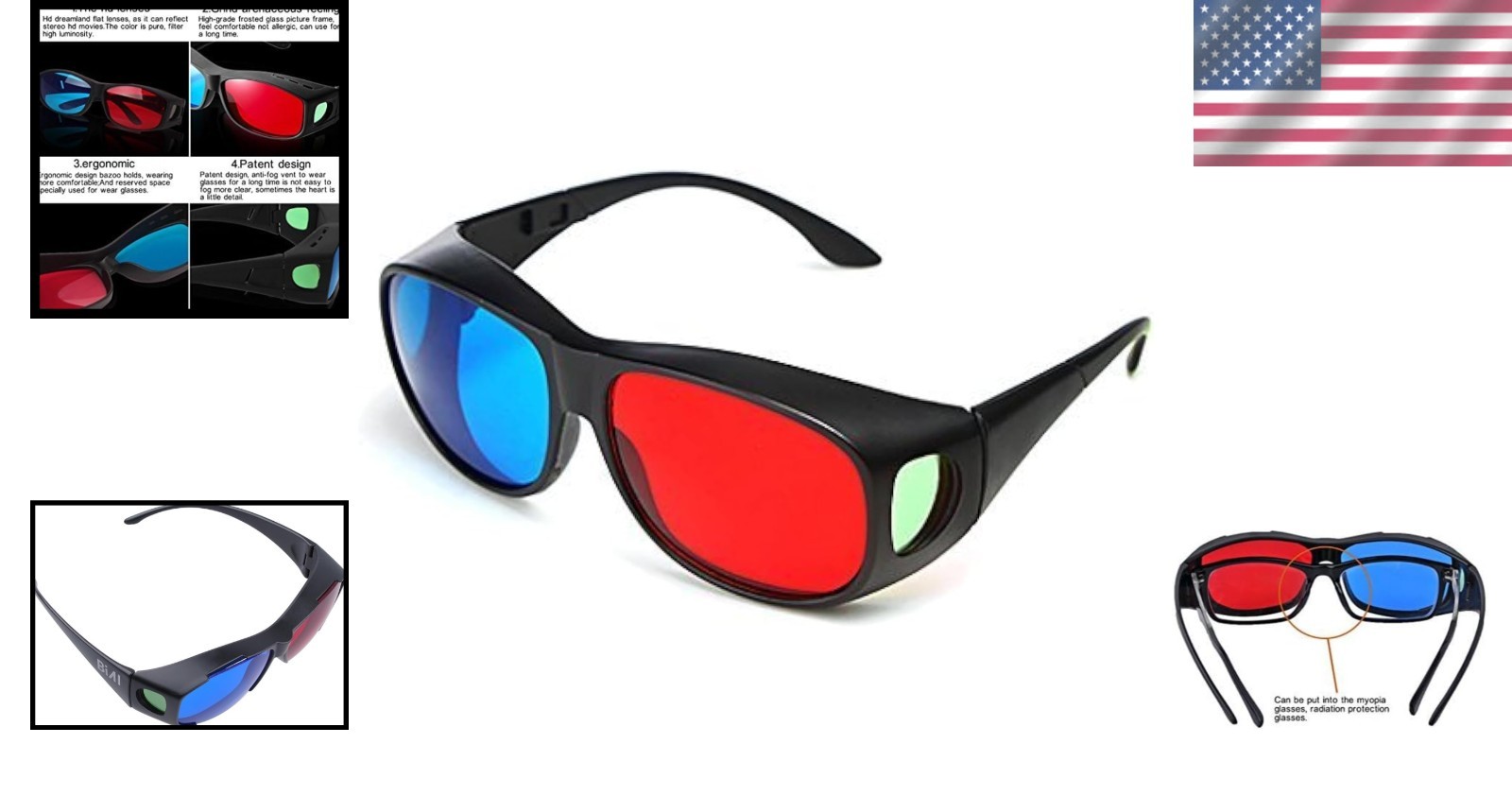 Cyan Anaglyph 3D Glasses - Experience Stunning 3D Visuals Effortlessly
