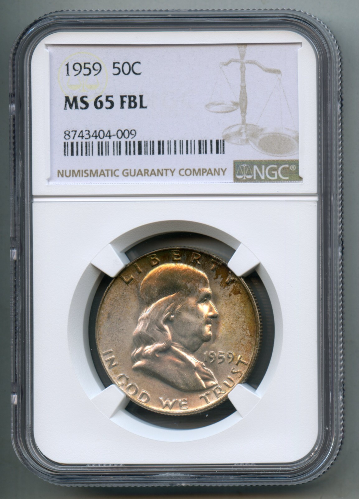 1959 Franklin Silver Half Dollar NGC MS 65 FBL