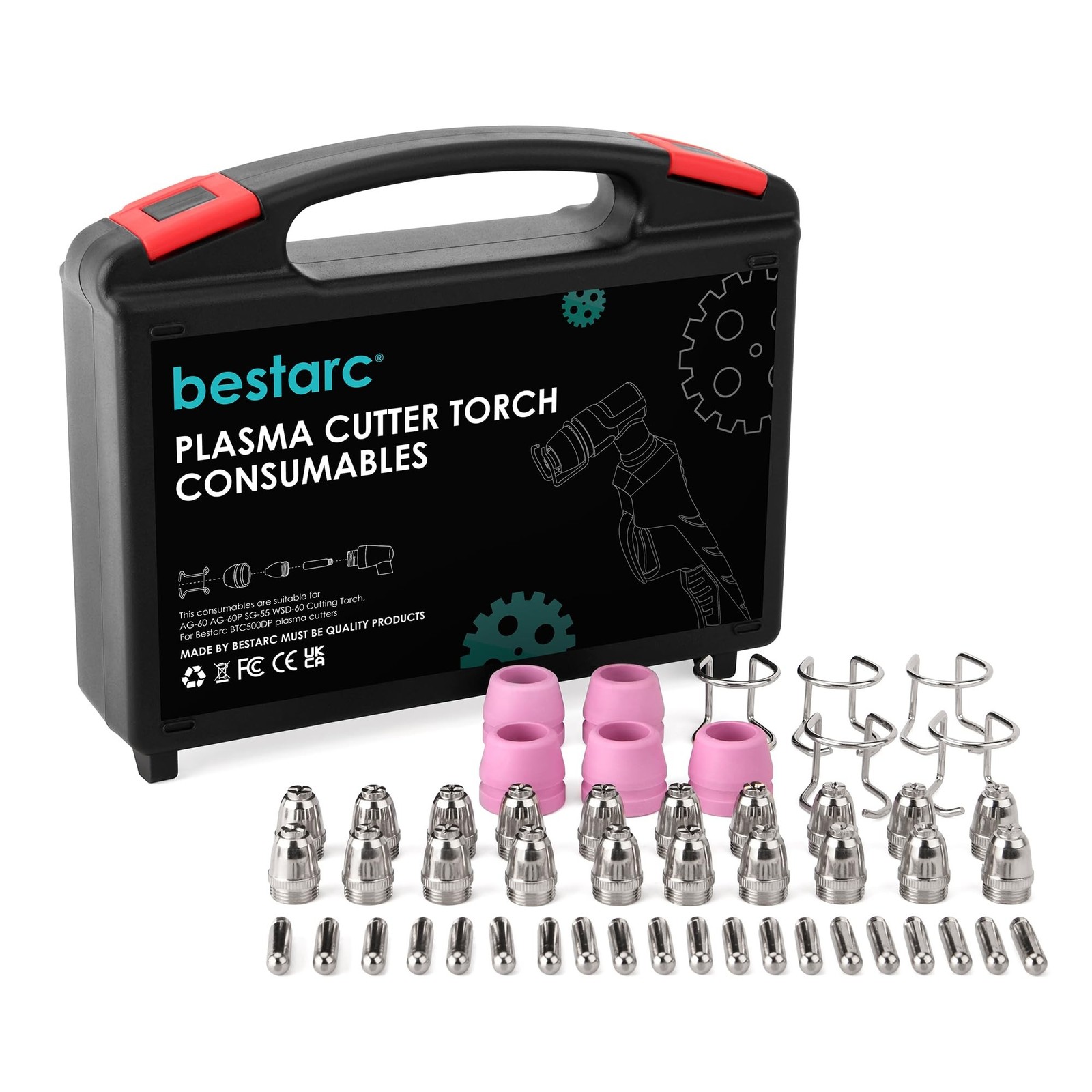 bestarc AG60P Plasma Cutter Torch Consumables, 50Pcs Cutting Torch Tip Nozzle...