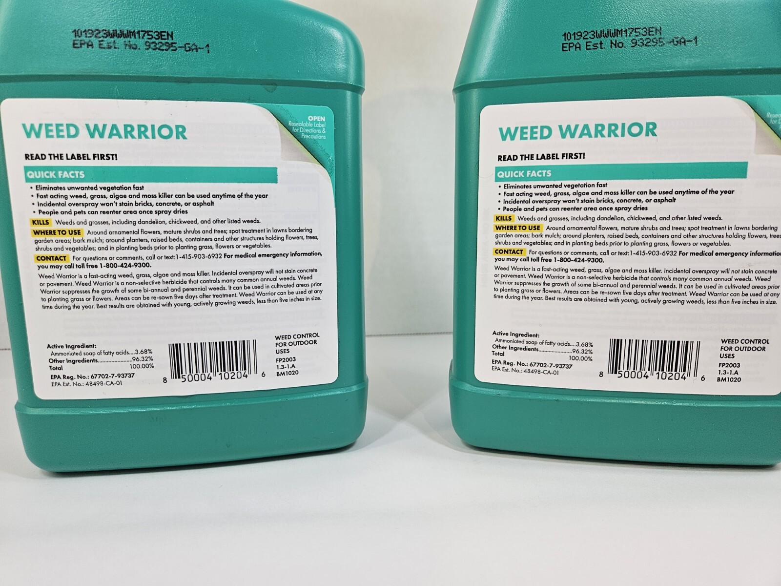 Lot of 2 Sunday Weed Warrior 32oz Grass & Weed Killer Spray OMRI Listed