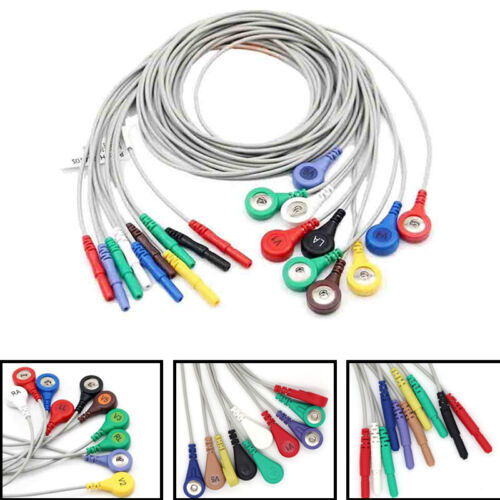 10-Lead Universal ECG/EKG wire Snap Holter Recorder ECG Patient Monitor Cable