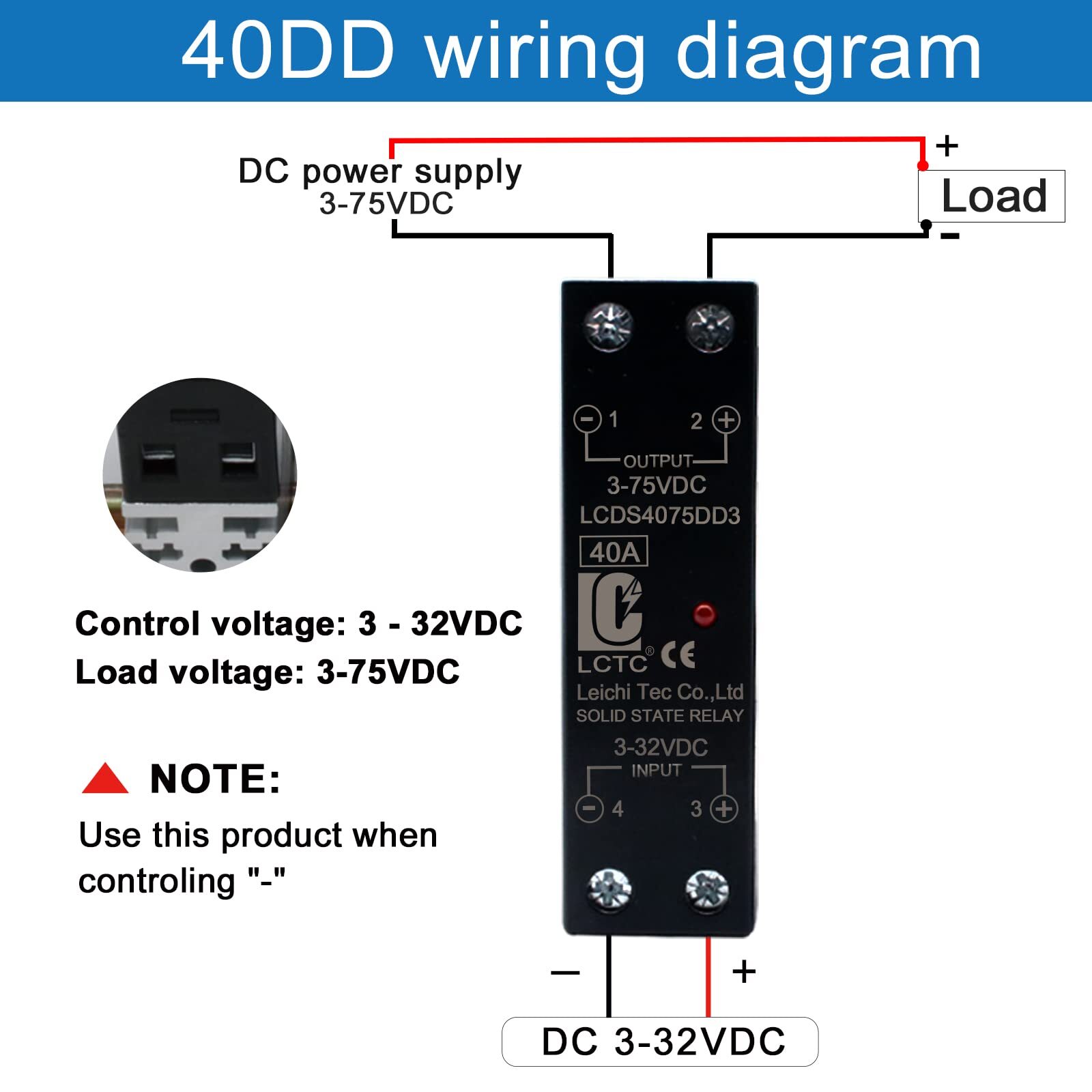 SSR 40 DD Solid State Relay DC to DC 3-32V Input 3-75V Output 40A Radiator