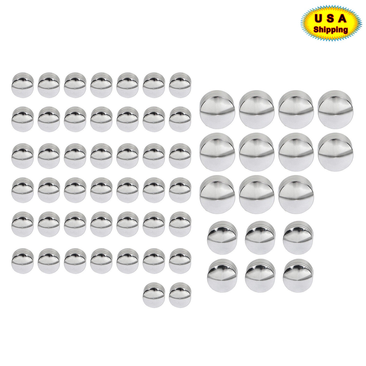 61Pcs Chrome Engine Topper Bolt Covers Caps For Harley Road King Electra Glide