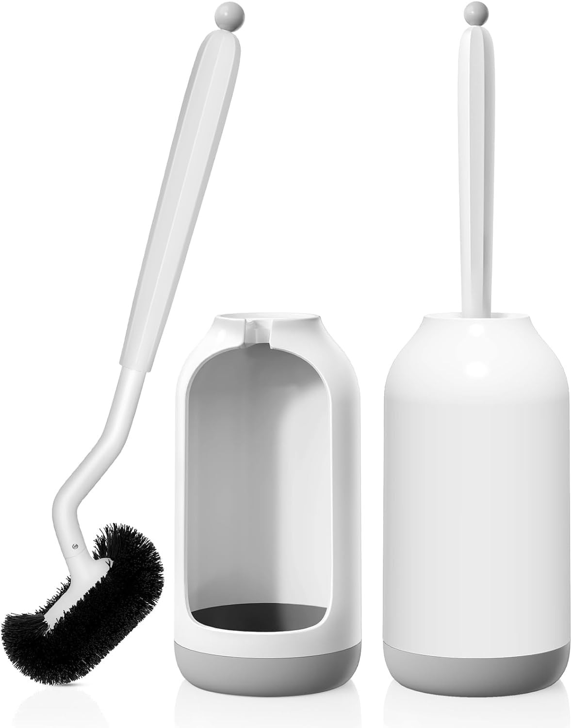 HAMITOR Toilet Bowl Brush Holder Set: 2 Pack Bathroom 2 Pack, D-white-2pack
