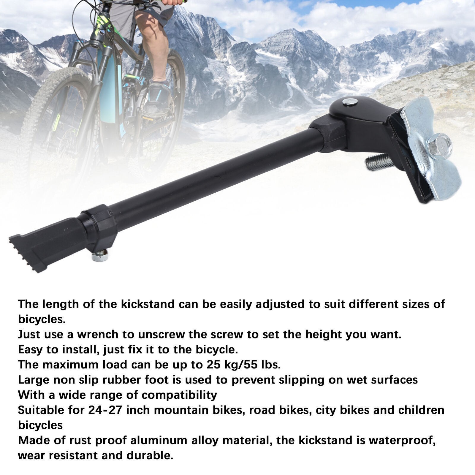 Bike Kickstand Adjustable Aluminum Alloy Center Mount Bicycle Kickstands