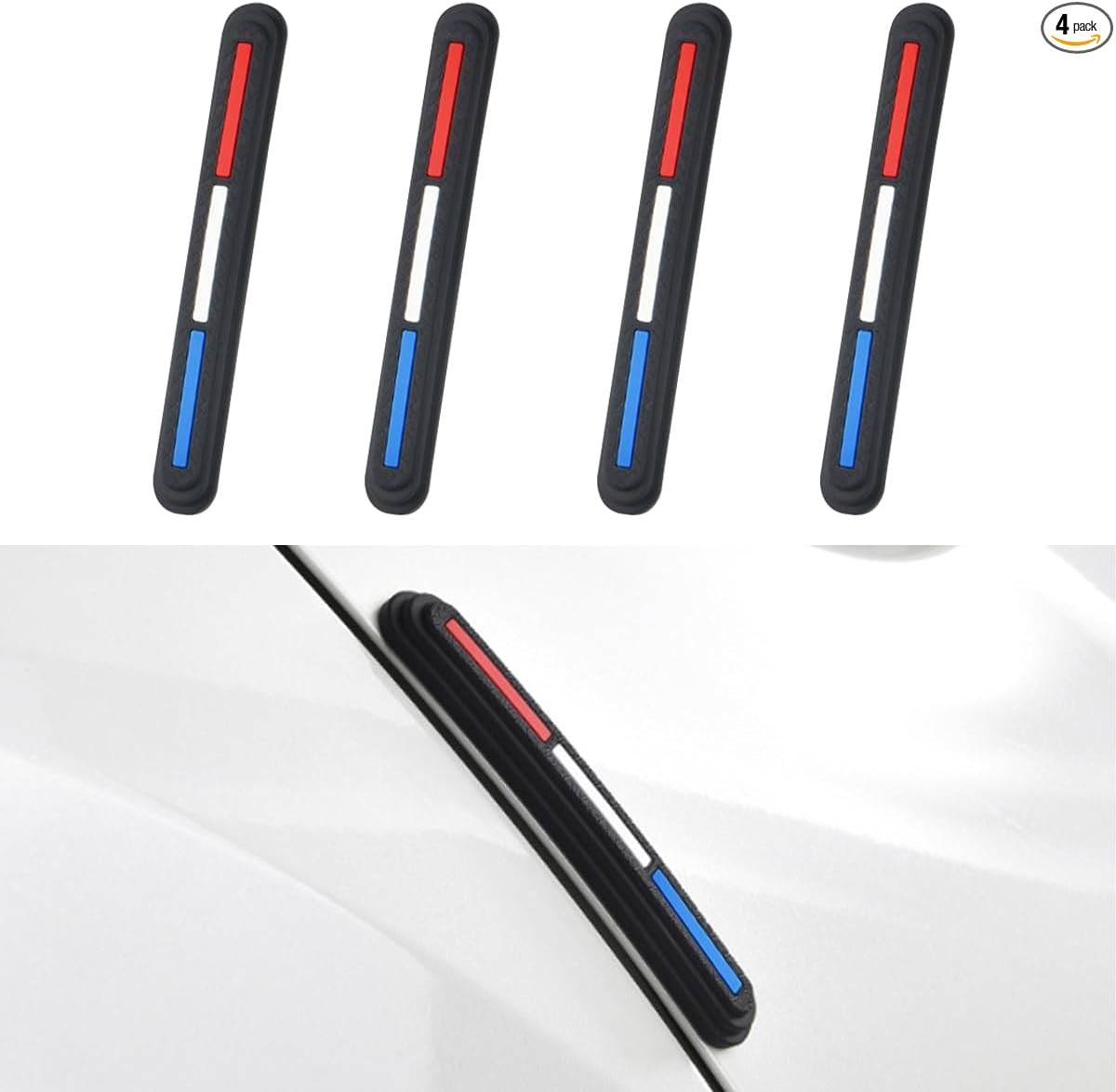 4PCS Car Door Edge Guards, Anti-Scratch Anti Collision D Color: Red/White/Blue