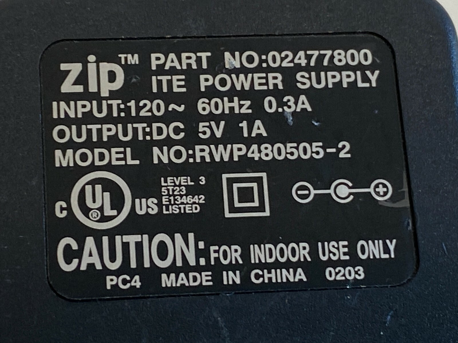 L15: ZIP ITE Power Supply/AC Adapter RWP480505-2