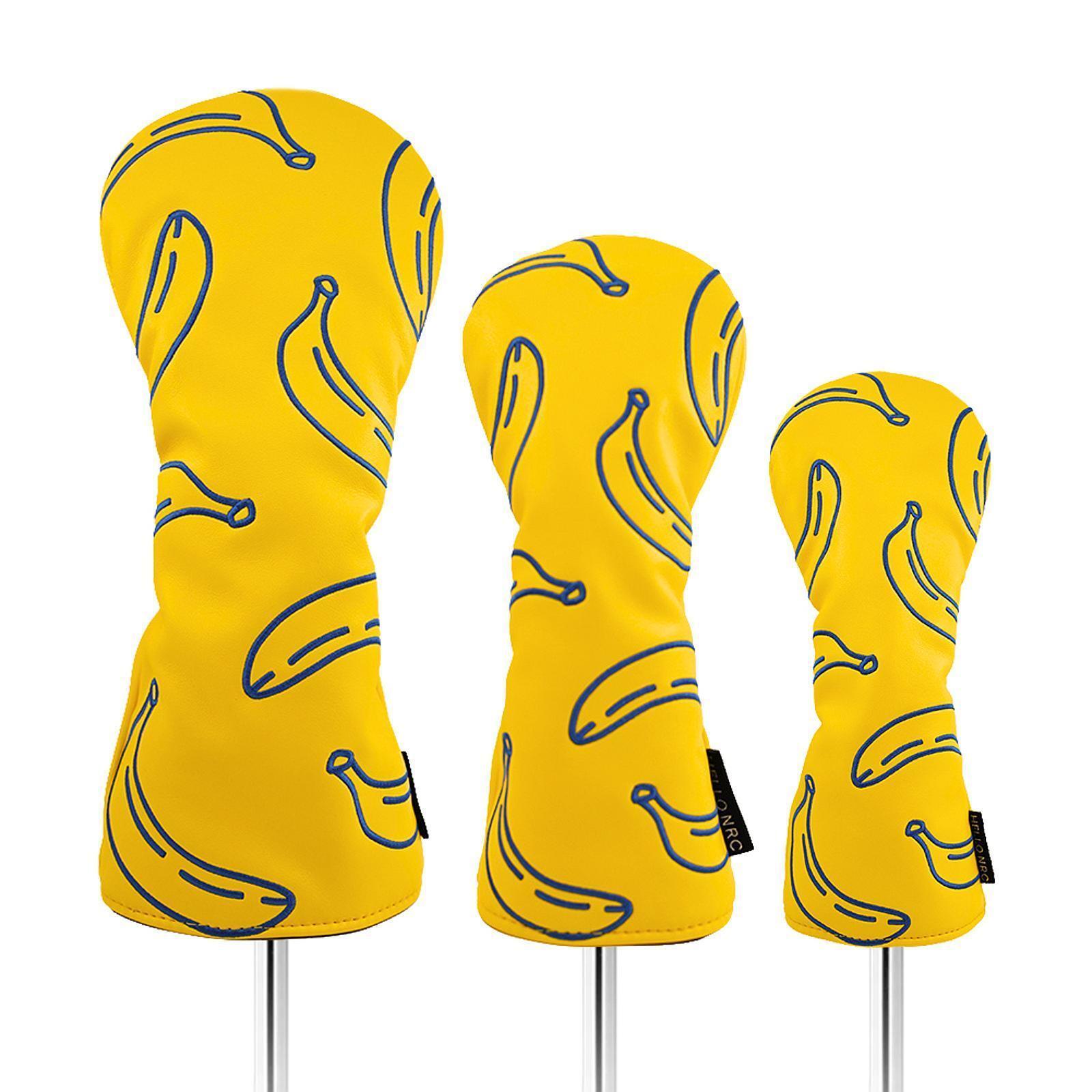 Banana Printed Wood Headcover Golf Head Cover Travel Transport Trendy Golfer