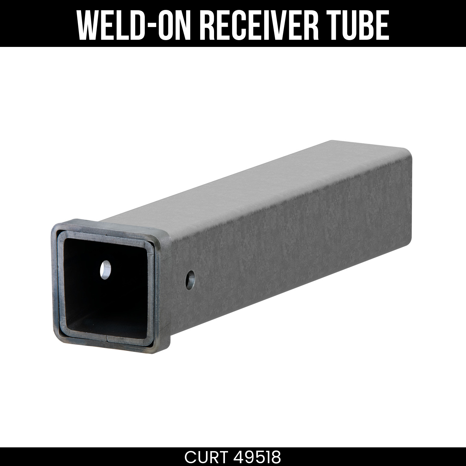 CURT Weld-On Receiver Tube, 3x18 Inch, Raw Steel, 5/8 Pin Hole, Hitch Part 49518