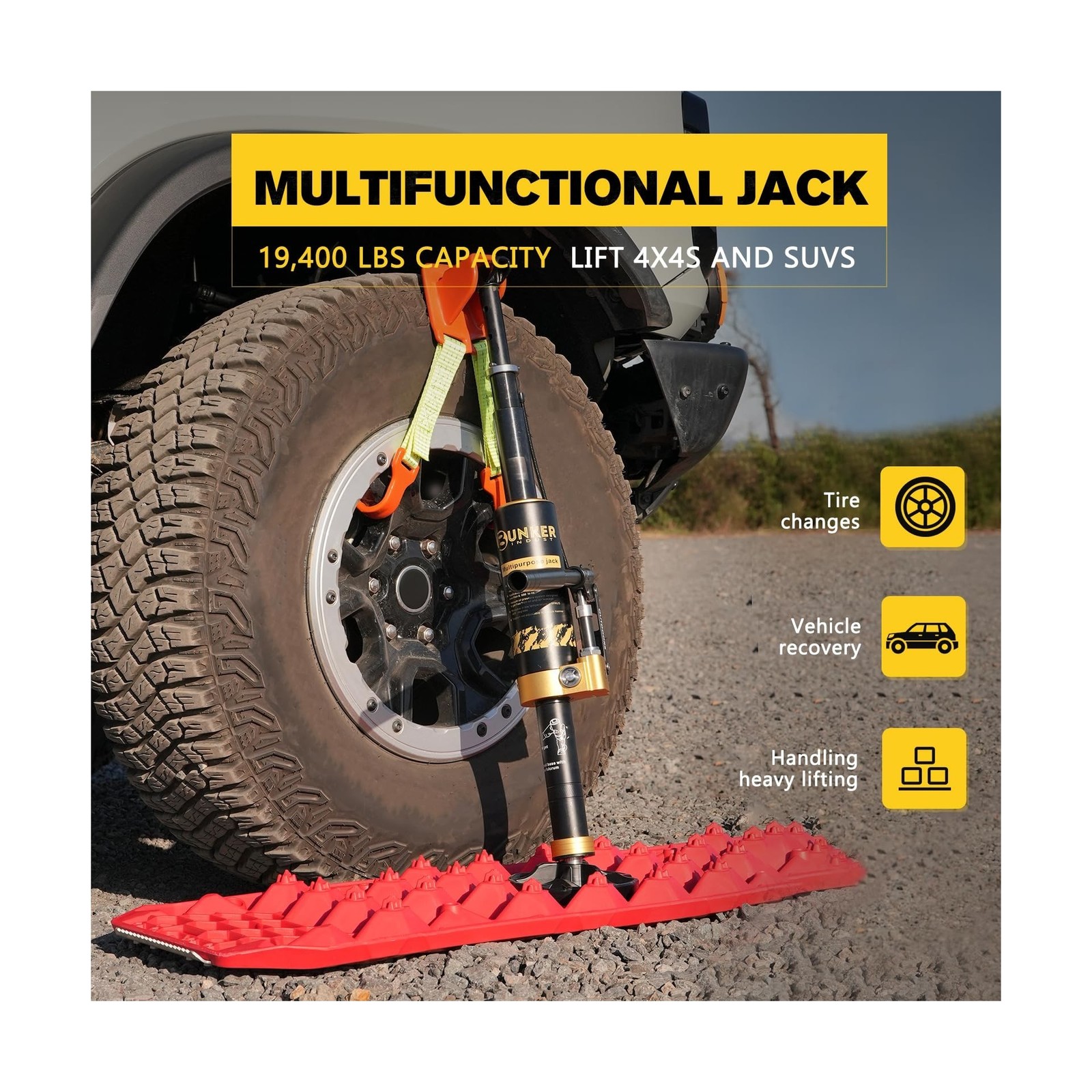 BUNKER INDUST Portable Hydraulic Recovery Jack with Lift Mate, 4x4 Off Road L...