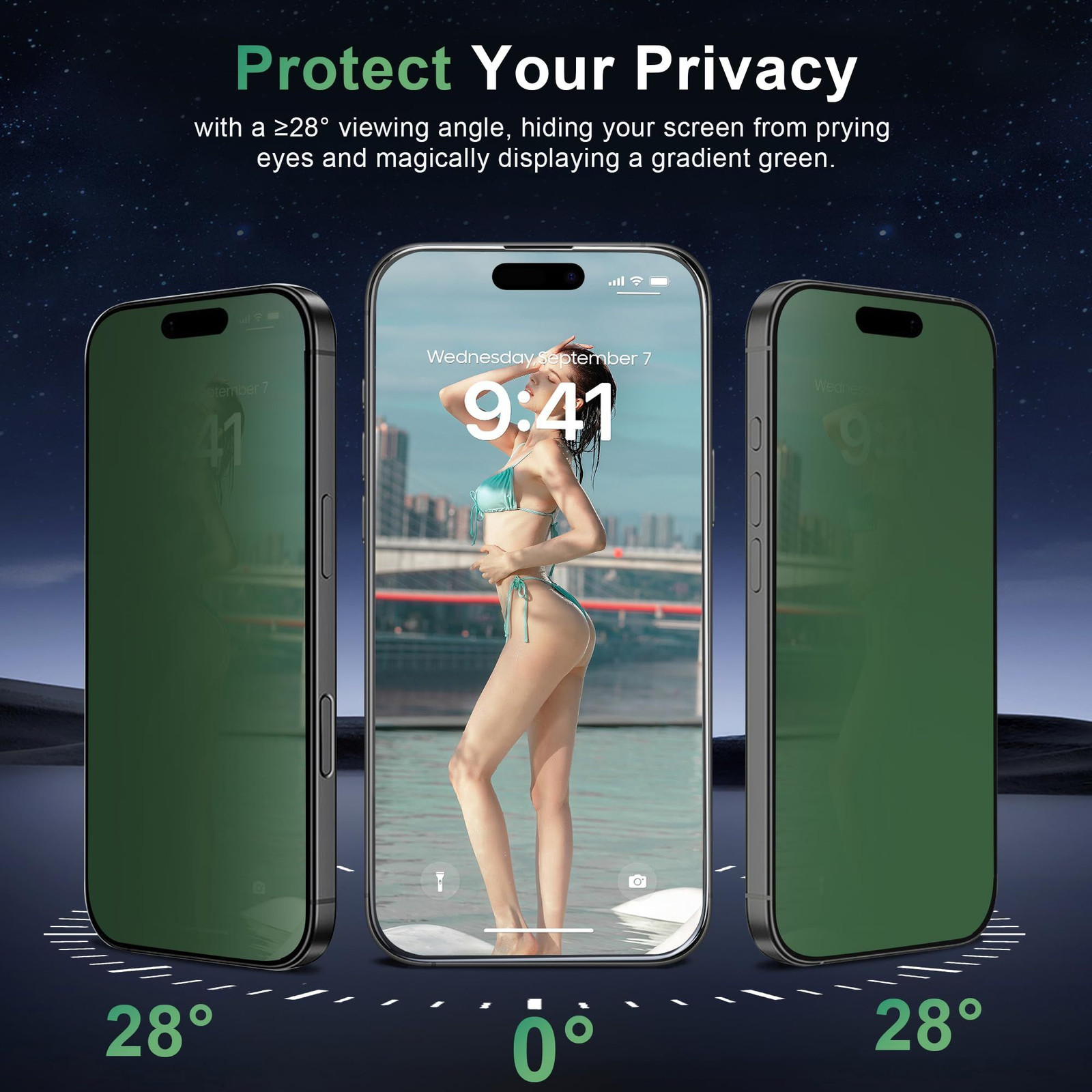 Privacy Screen Protector for iPhone 17 Pro 17 Max 2 Pack, Green
