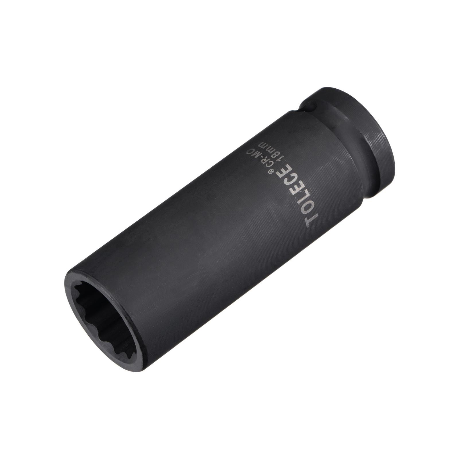 1/2 Inch Drive 18mm 12 Point Deep Impact Socket CR-MO Steel 78mm Length Metric
