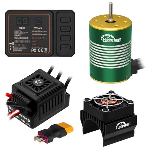 Waterproof GR3650 3900KV Brushless Motor 3.175mm Shaft with 60A Black & Green