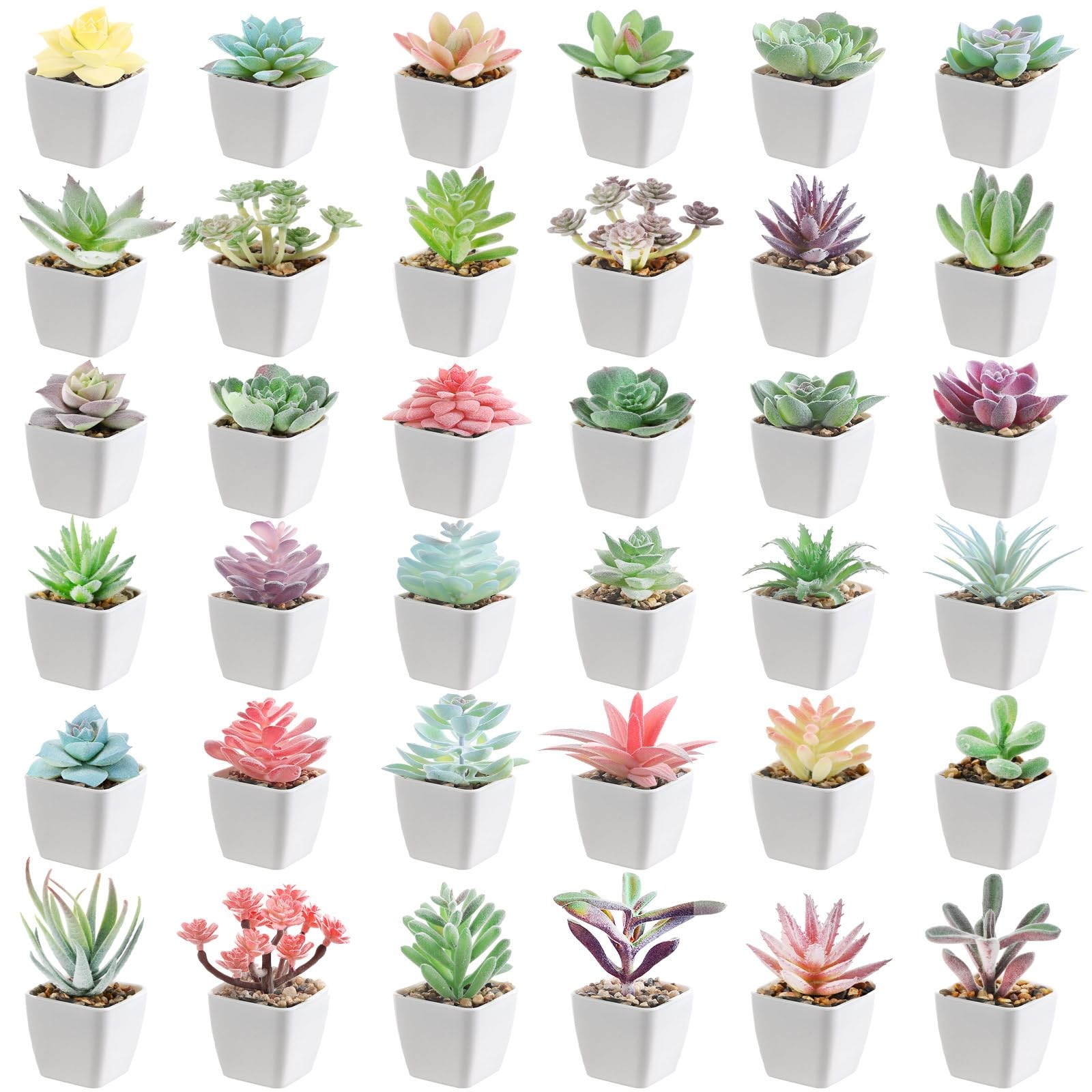 Glitinsel 36 Pcs Mini Artificial Succulent Plants Potted Assorted
