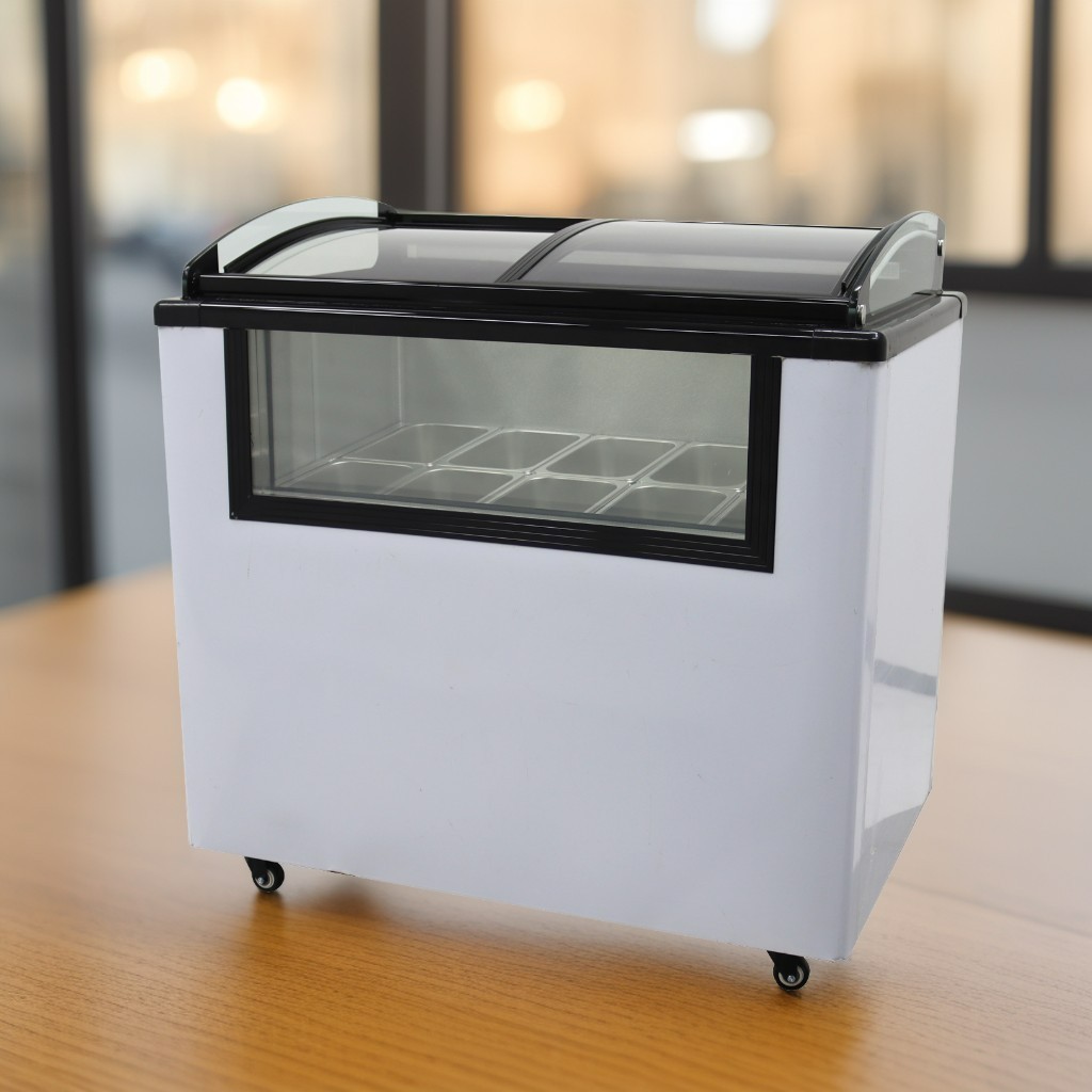 10 PAN Ice Cream Showcase Commercial Ice Cream Freezer with Wheels 110V 2.5L/Pan