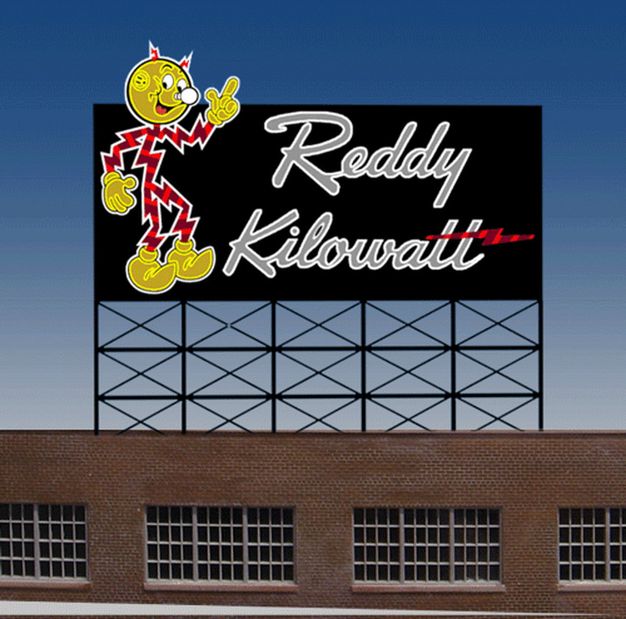Miller Engineering ~ HO or O Scale ~ Reddy Kilowatt Animated Neon Billboard 3681