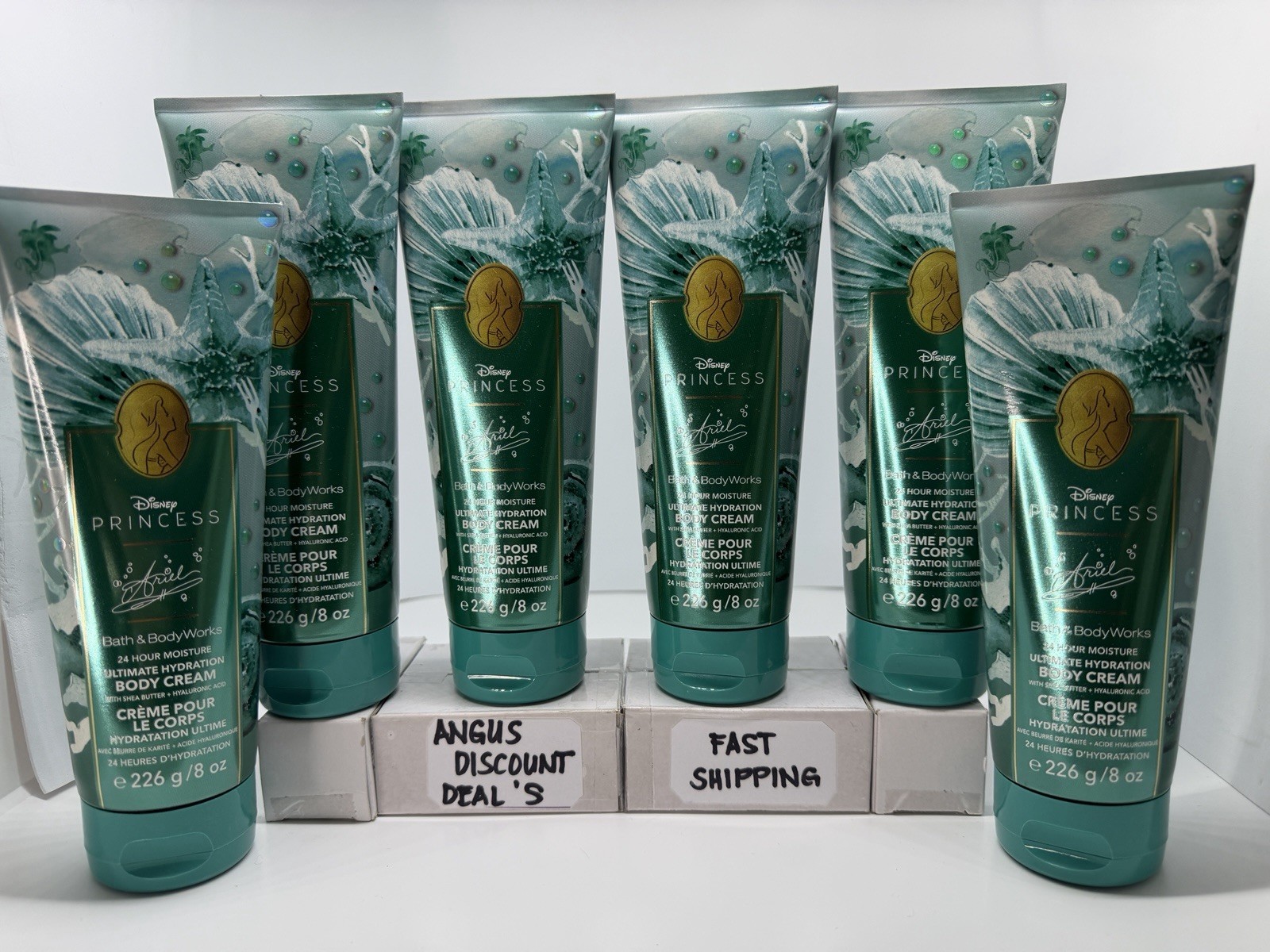 Bath & Body Works 6PCS Disney Princess ARIEL Ultimate Hydration BODY CREAM, 8oz.