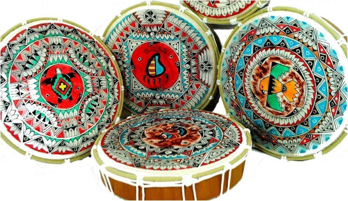 Handmade Native American Style Hand Tambour Tambourine Drum & Stick Fair Trade