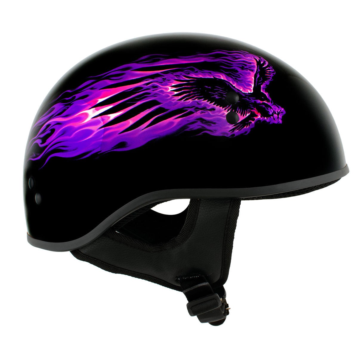 Motorcycle Helmet Hot Leathers Black Out Eagle DOT Half Helmet