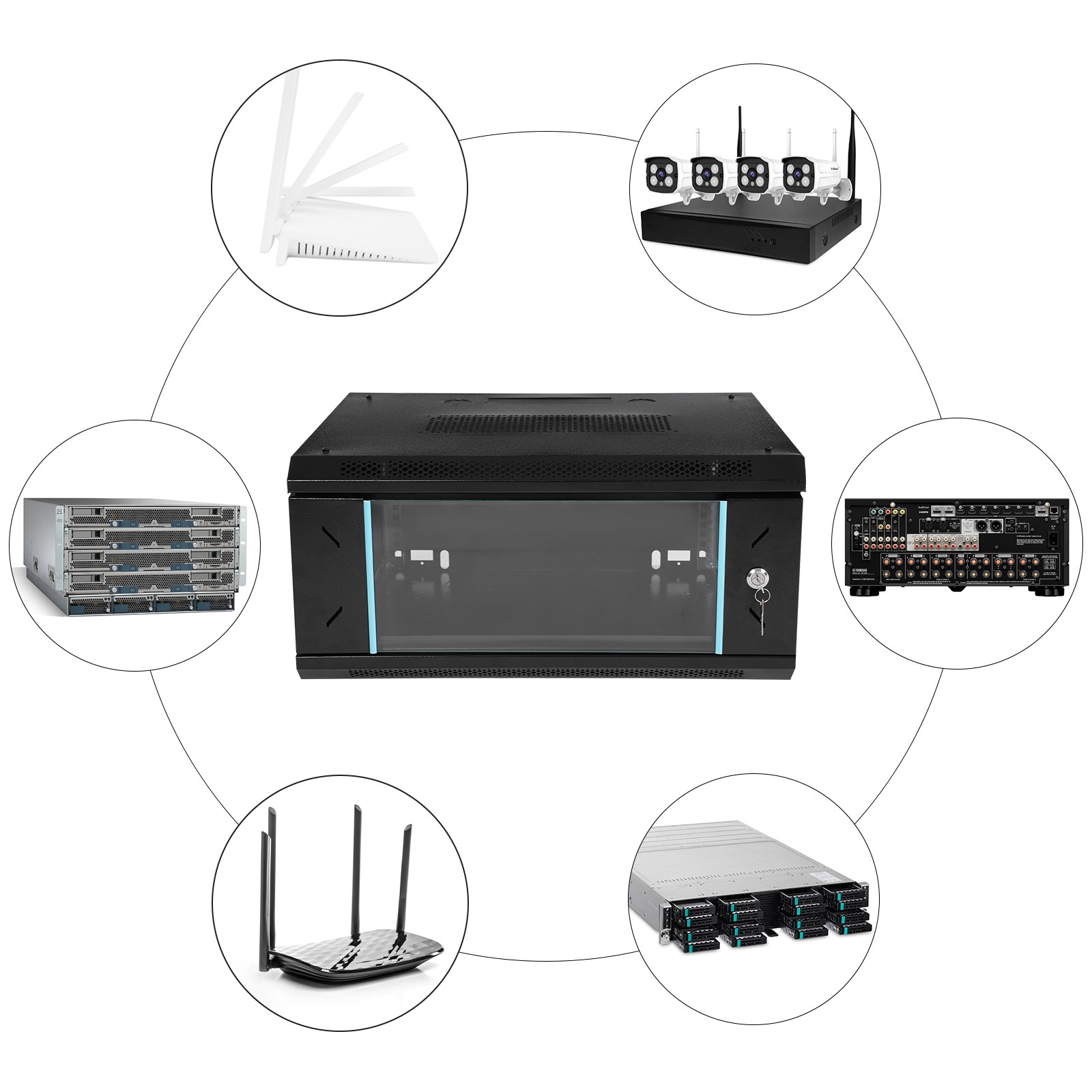 4U Server Cabinet Case Wall Mounted Network Server Data Cabinet Enclosure Rack