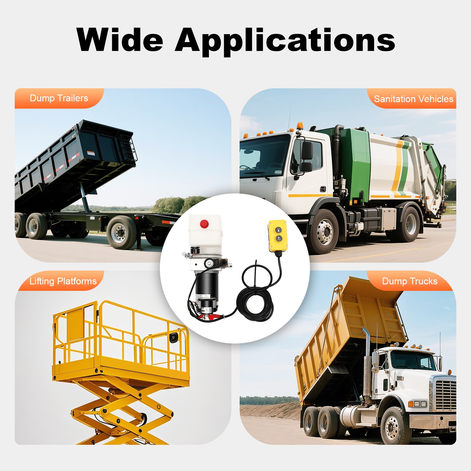 Electric Hydraulic Pump Single Acting Dump Truck Hydraulic Pump W/Relief Valve