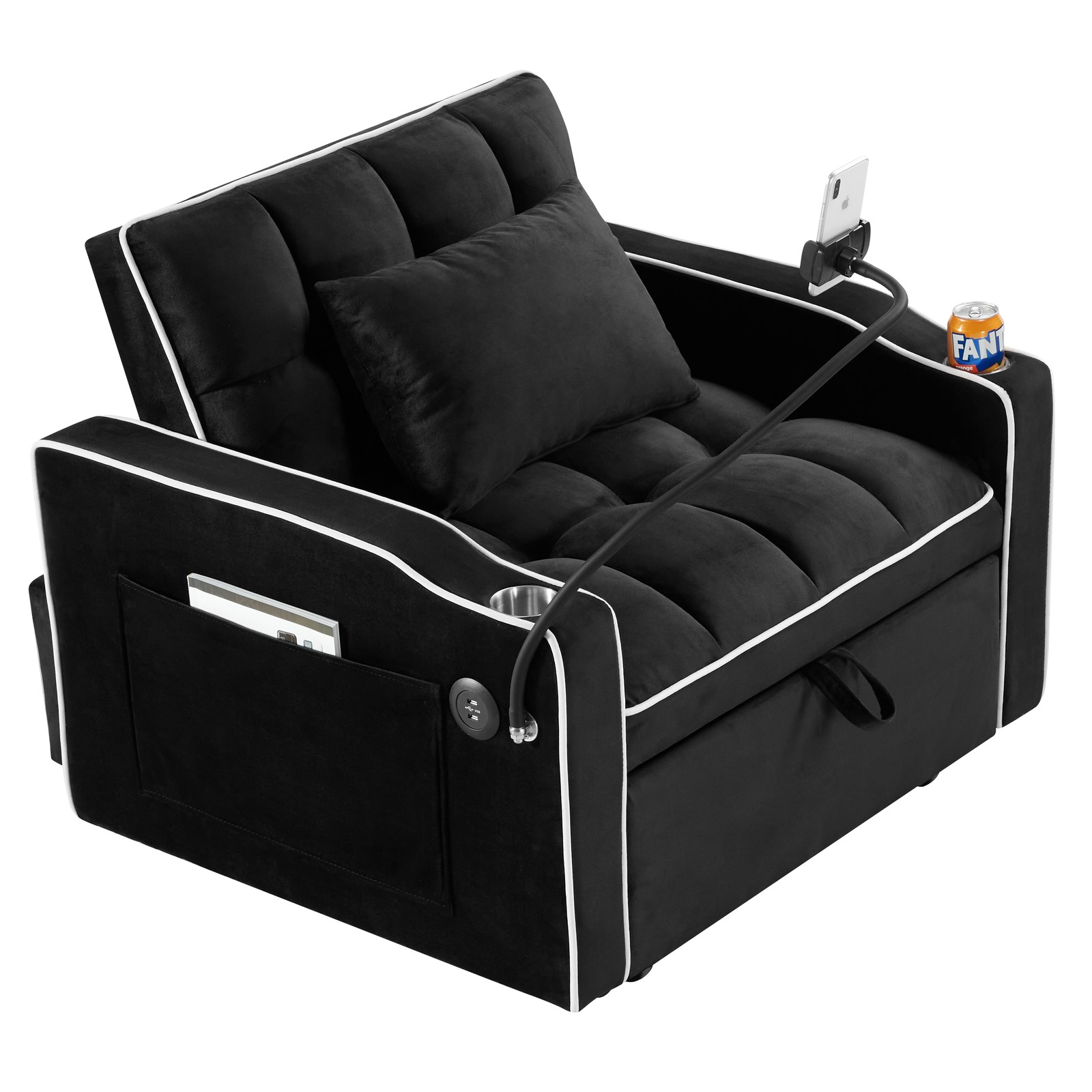 Convertible Sleeper Chair Sofa Bed Adjustable Pull Out Sleeper Chair Bed Multi-P