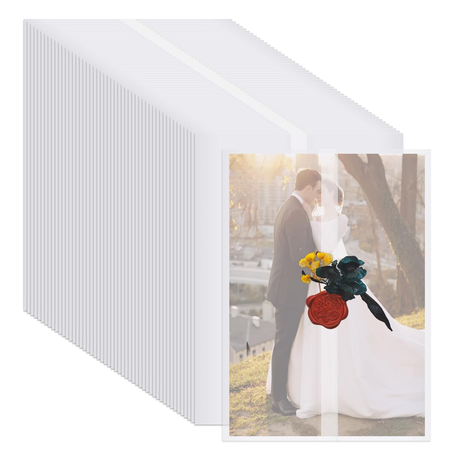 50 PCS Vellum Jackets 5x7 Invitations PreFolded Translucent Paper Sleeves