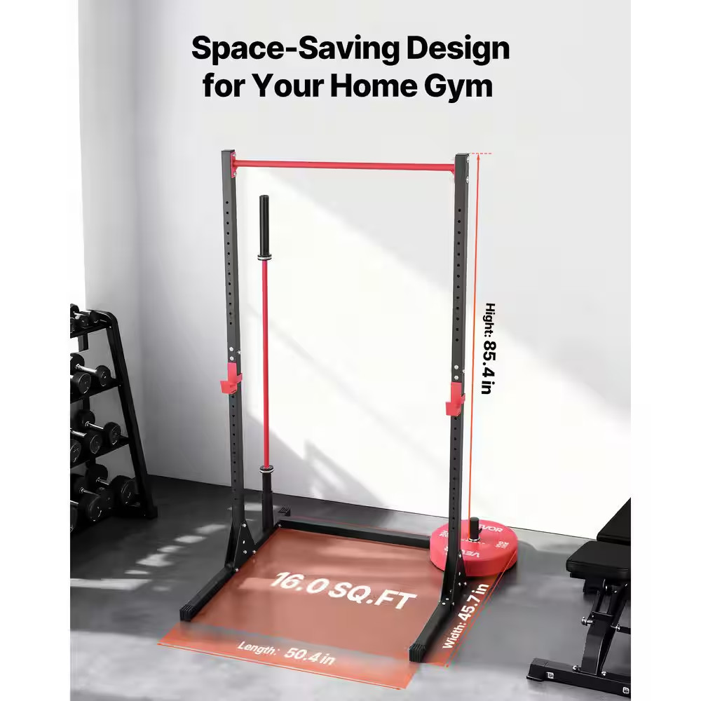 Power Cage Squat Rack, 800LBS. Strength Training Workout Home Gym, Multifunction