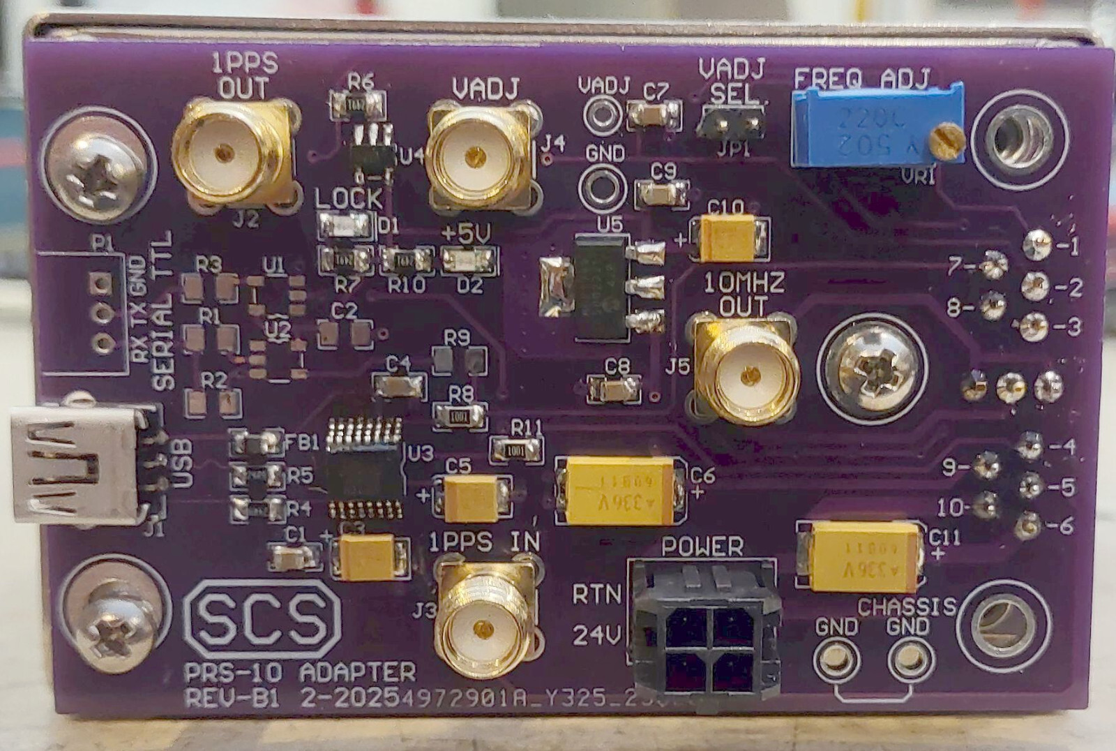 Test and Interface Board for the PRS-10 and FRS rubidium oscillators