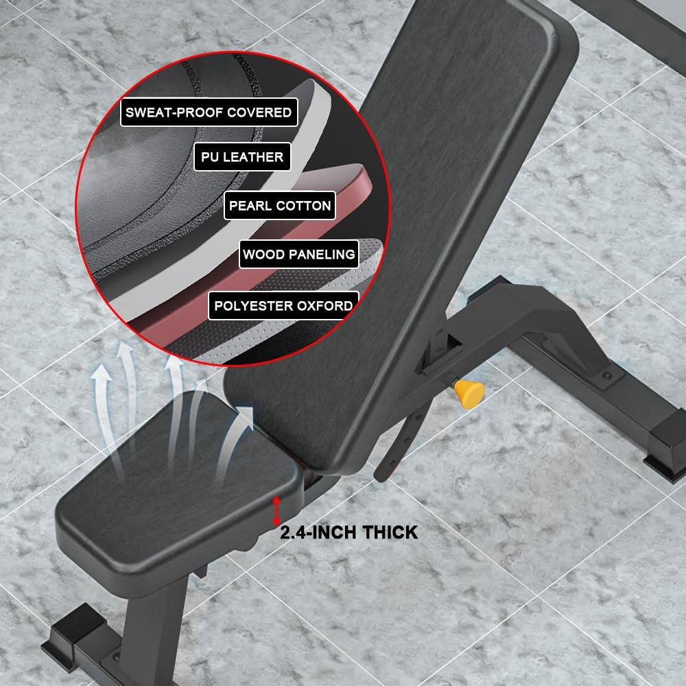 Adjustable Bench, Professional Weight Bench, Incline Flat Decline Sit Up Benc...