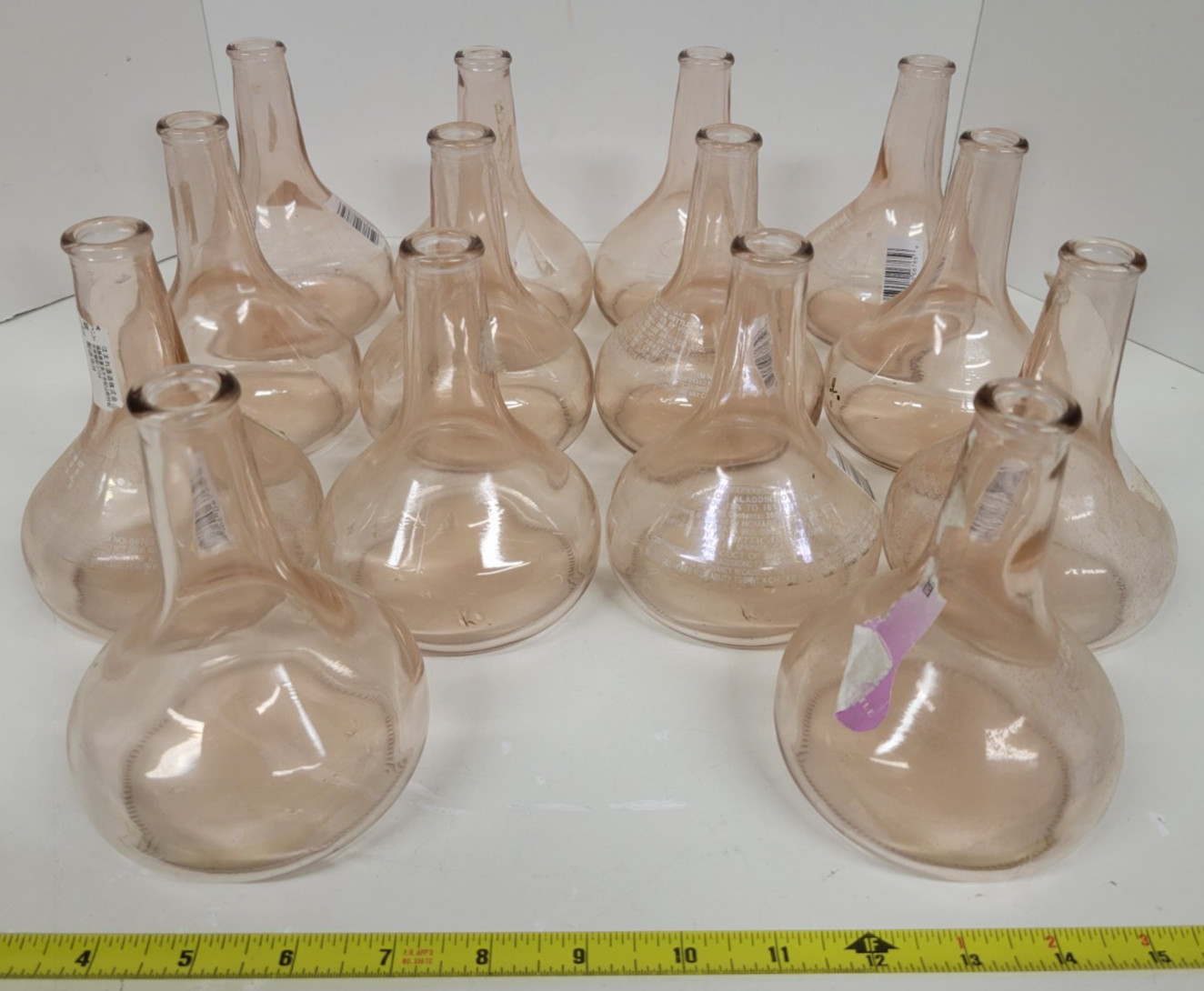 Empty Lot of 14 The Japanese Sake Nigori Aladdin Bottles Pink Beaker Vases