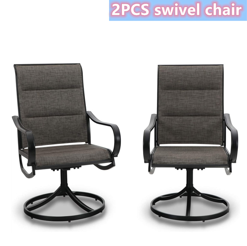 2 Piece Patio Chairs Outdoor Swivel Chair Metal Rocking Chair  Garden Furniture