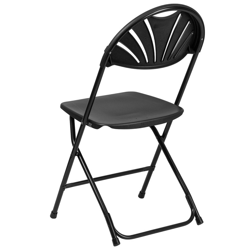 (100 PACK) 650Lbs Capacity Commercial Grade Fan Back Black Plastic Folding Chair