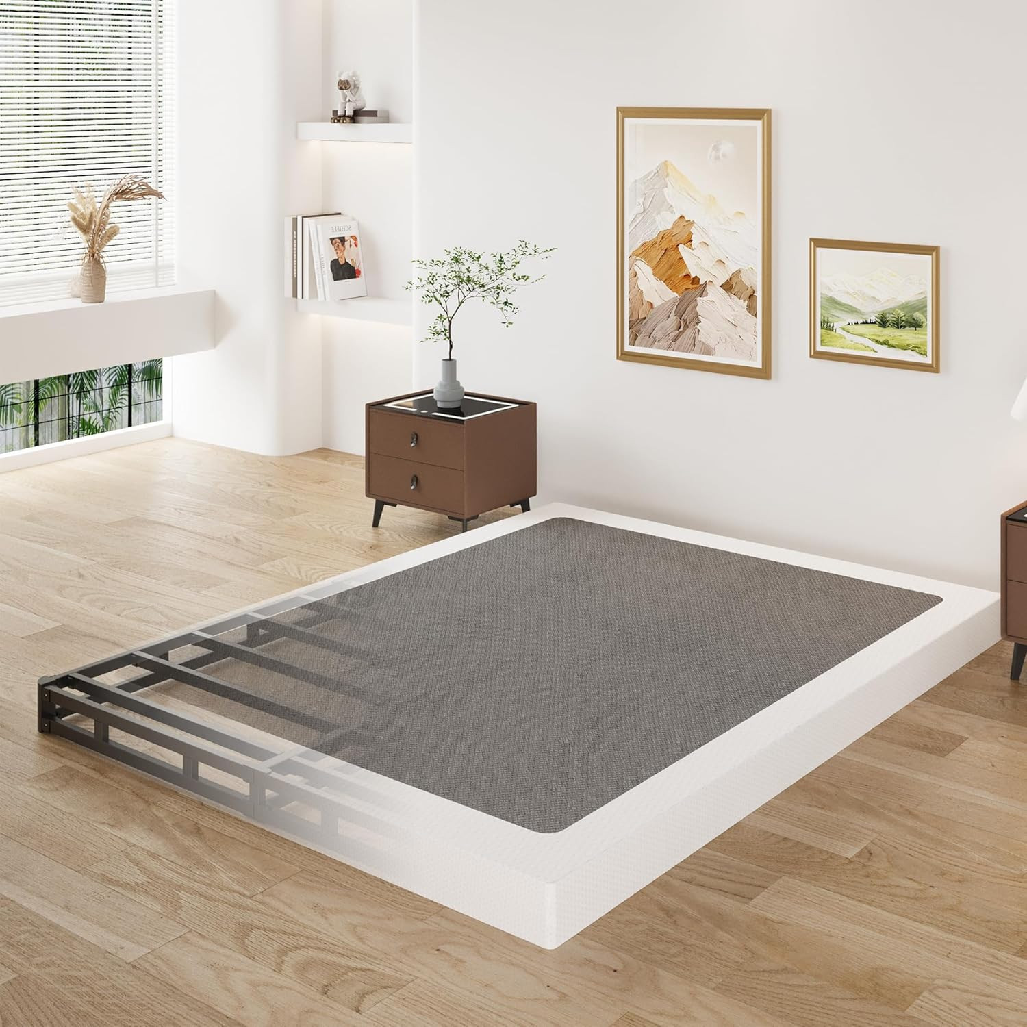 3 Inch King Box Spring Low Profile, Heavy Duty Metal King Size Box Spring Bed Ba