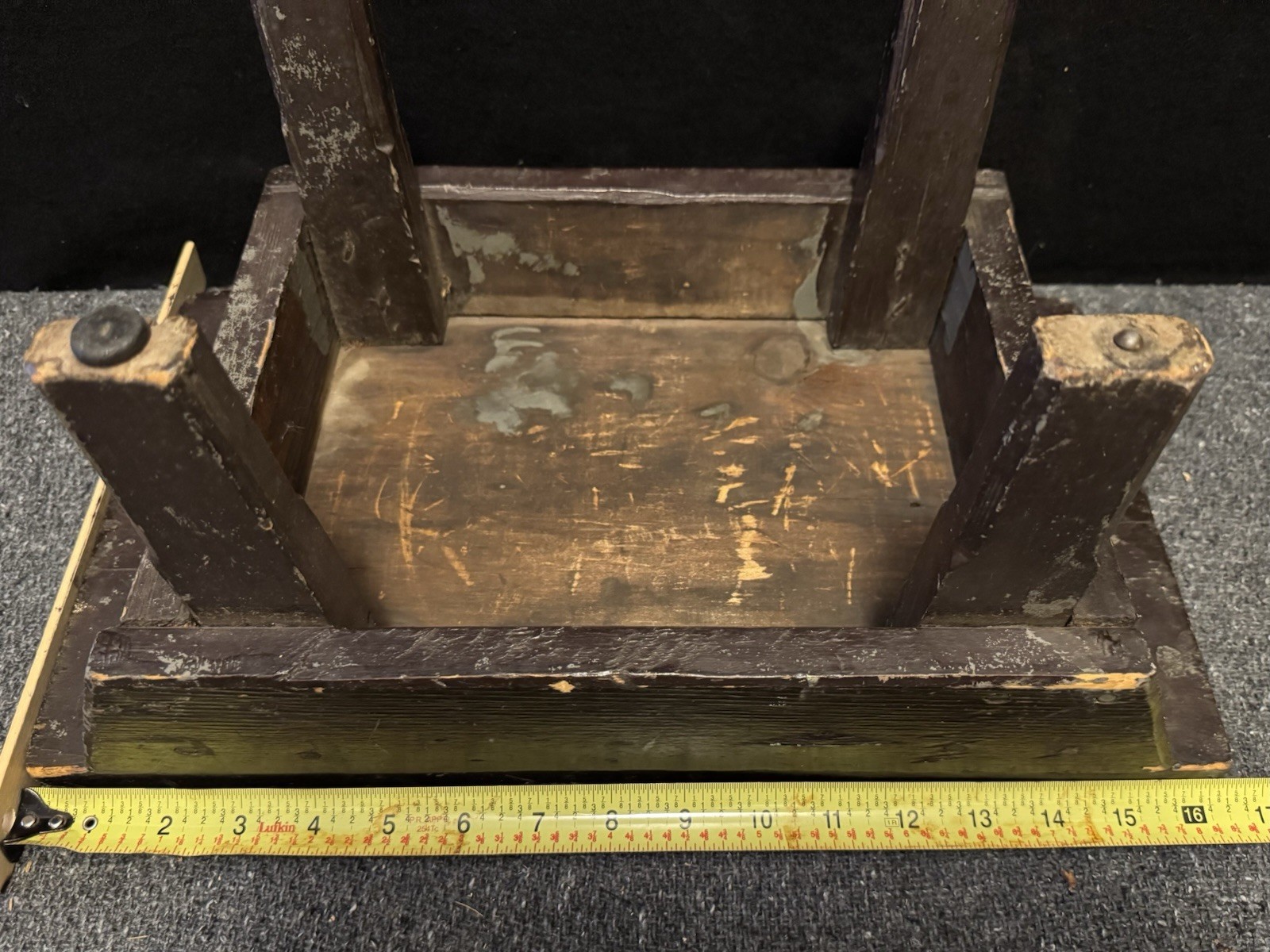 Vintage Primitive Wooden Step Stool Foot Stool Black