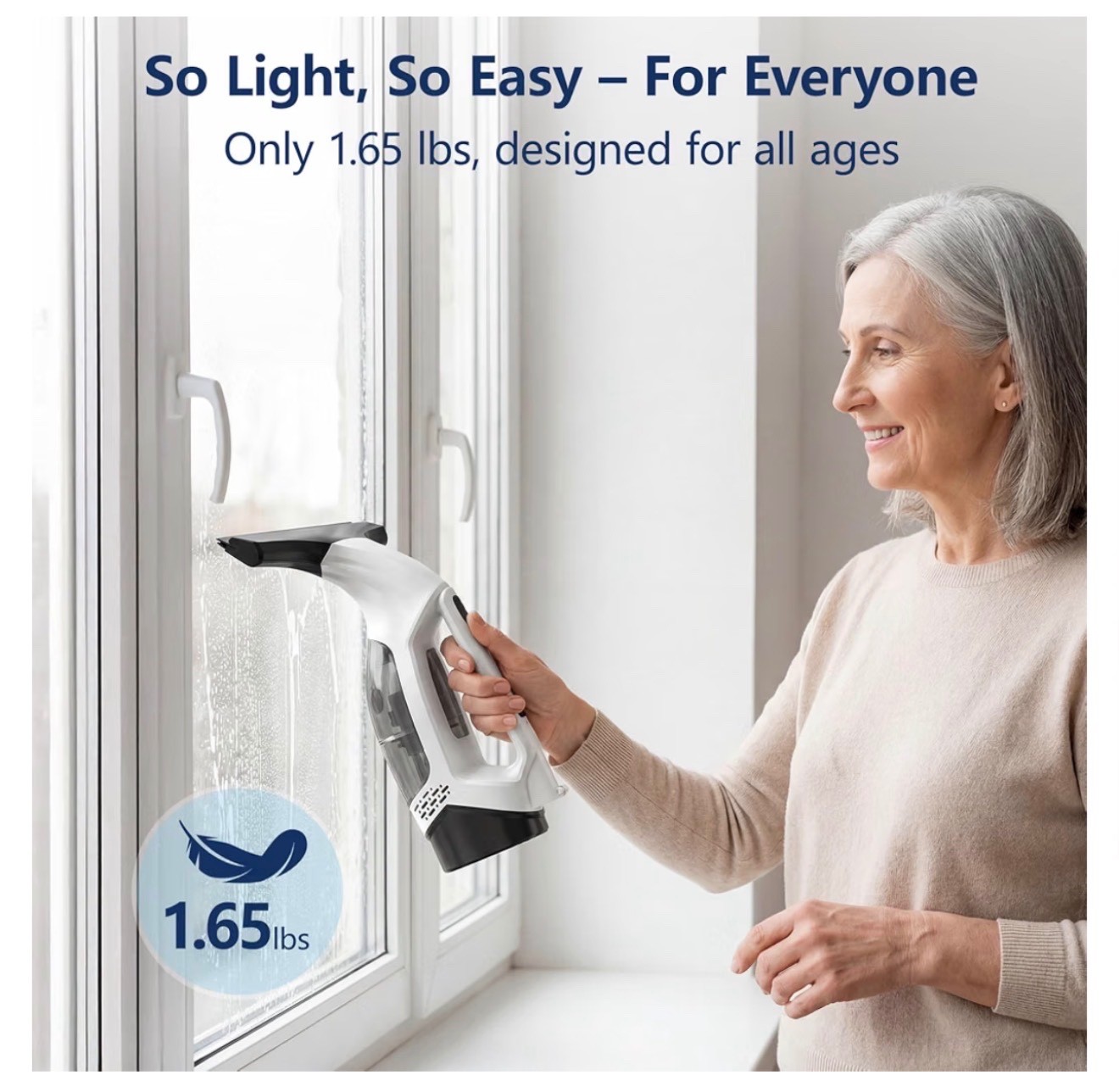 Window Vacuum Squeegee with Extendable Pole 31-40", 2000Pa Electric Window Clean