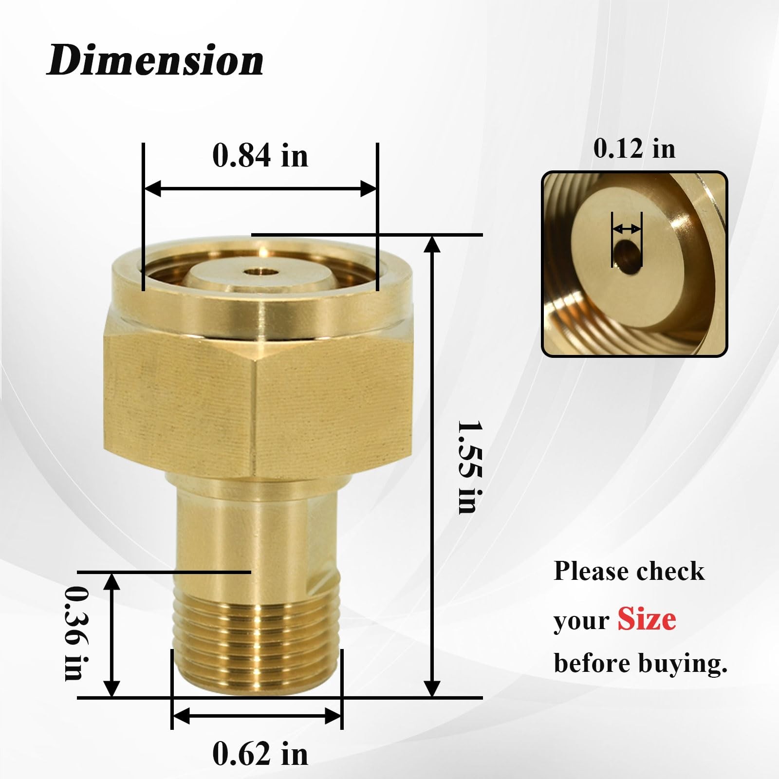 CGA~520 to CGA~200 Acetylene Regulator Adapter Brass