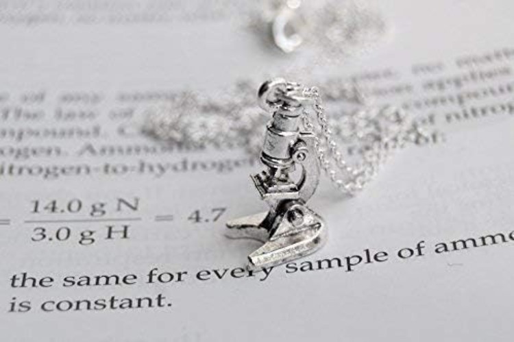 Whimsical Silver-Plated Microscope Necklace - 18″ Gift-Ready Science Jewelry