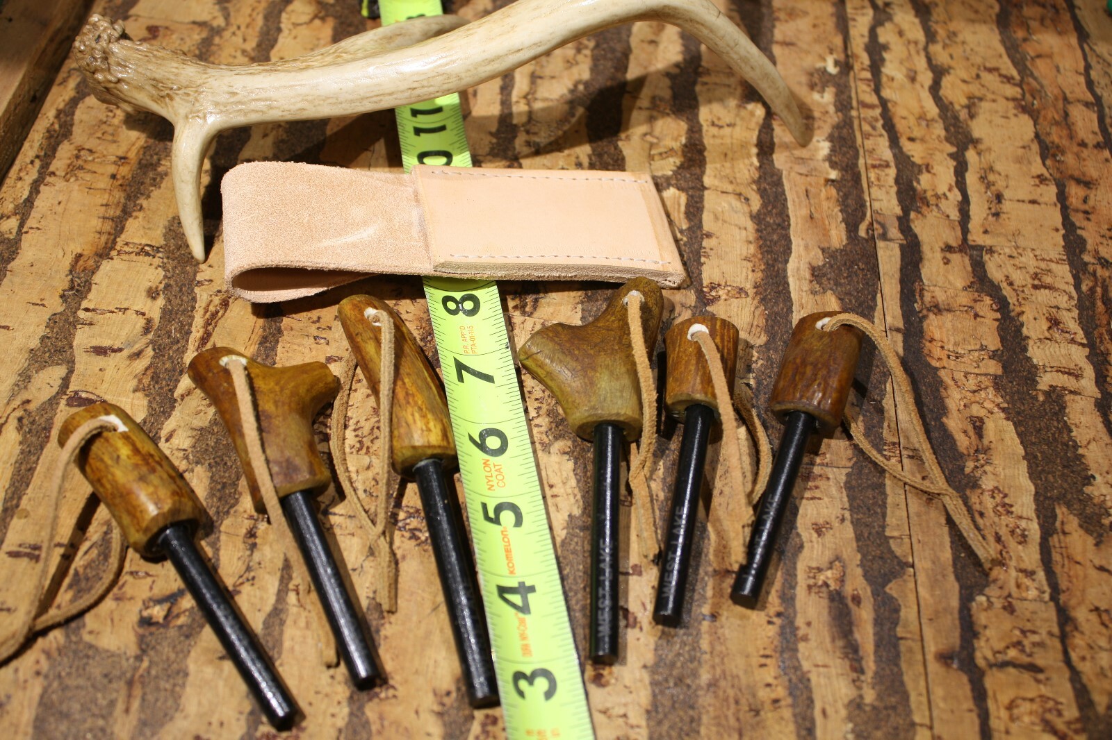 Custom Tennessee stag { FERRO ROD w/SHEATH }-USA