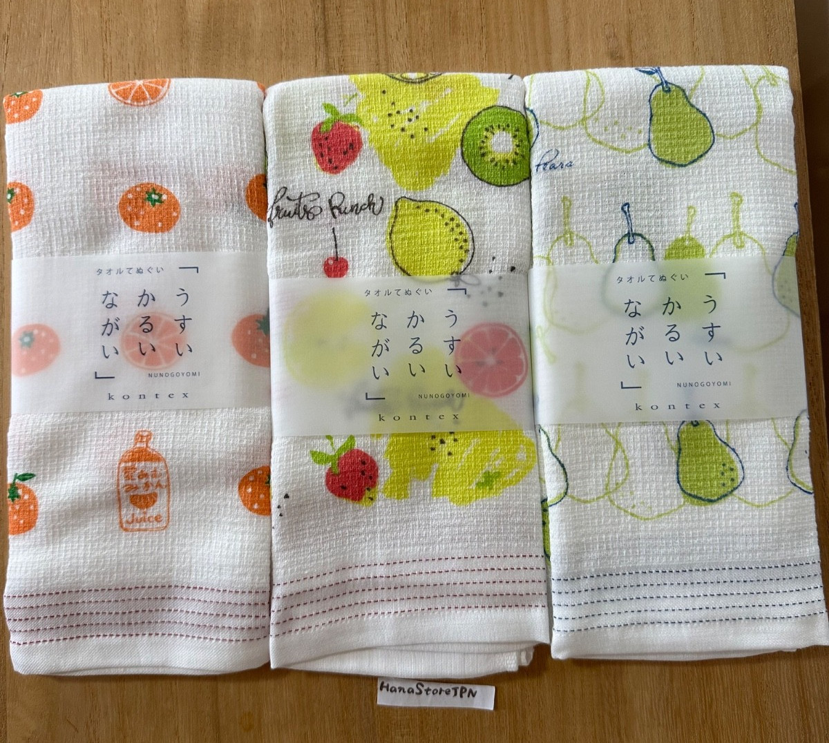 Set of 3 Japanese Tenugui Towel Imabari Cotton Gauze Face Towels Sashiko Orange