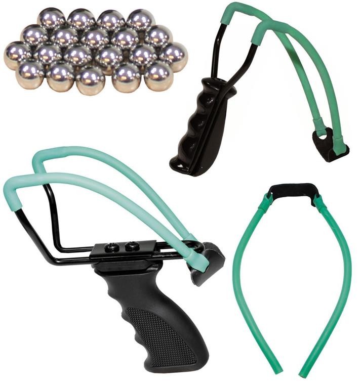 Deluxe Stone Slingshot - Slingshot with Spare Rubber or 8-10mm Steel Balls