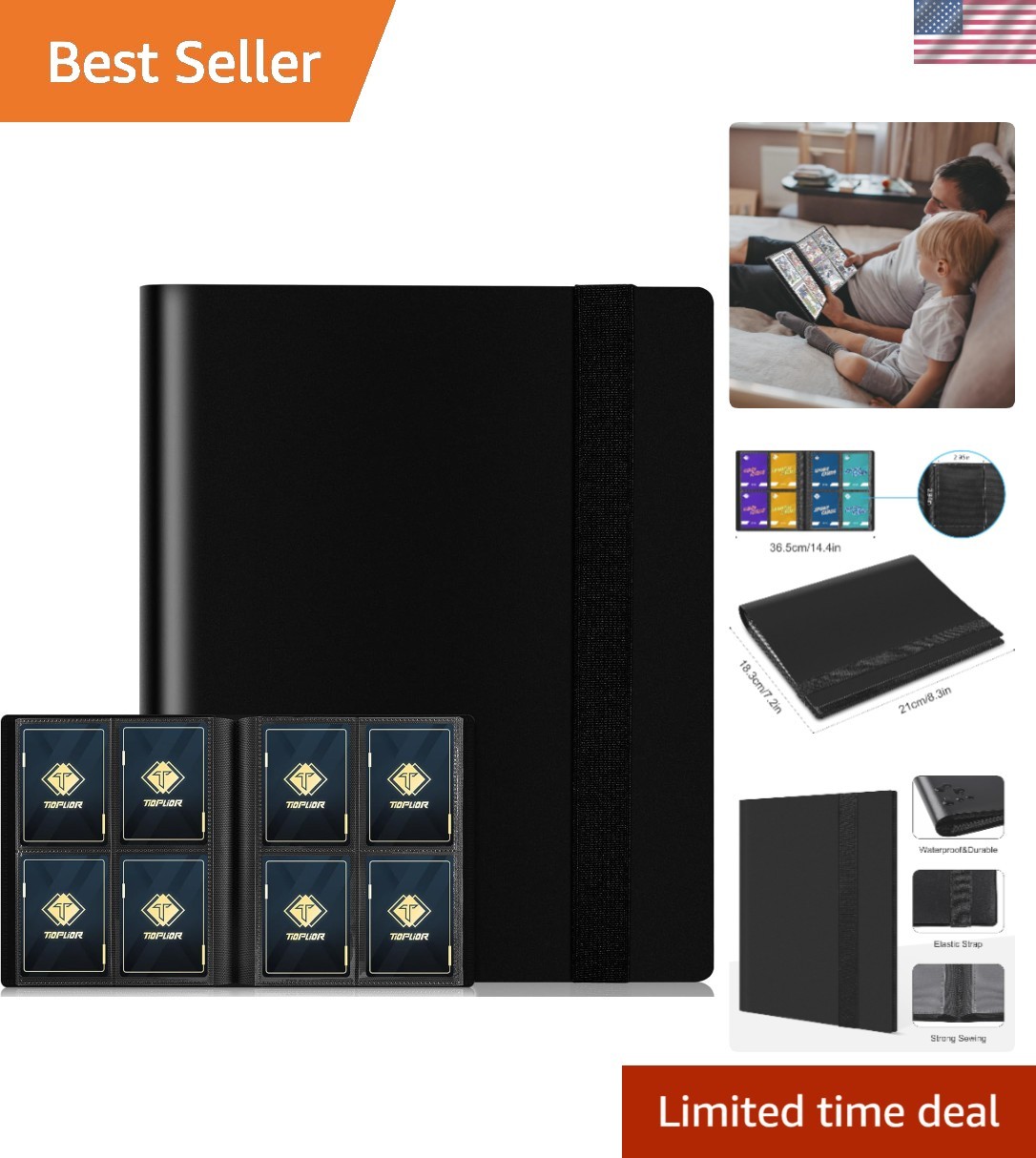 4-Pocket Card Binder for 160 Trading Cards - Durable Black Album for Collectors