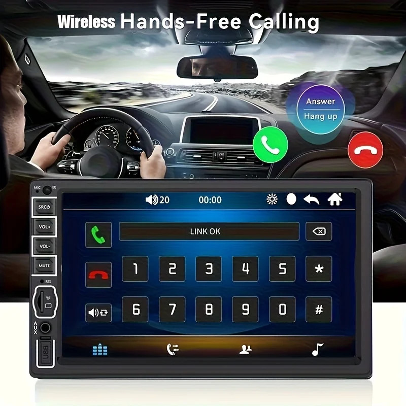 Double 2 Din 7'' Car Stereo Radio HD Touch Screen Carplay BT FM RDS Rear Camera；